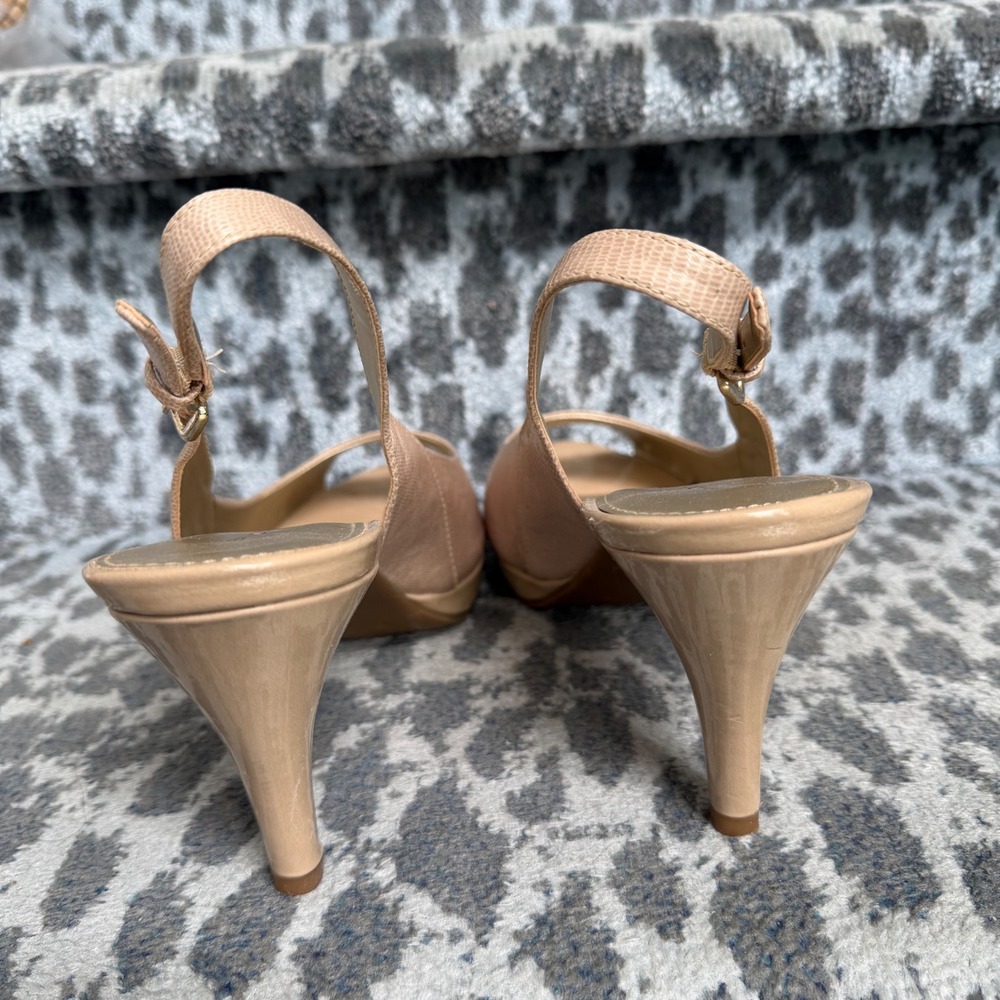 Bandolino Malmo Nude Peep Toe Slingback Heels Size 9M Reptile Embossed BD7MALMO - Picture 3 of 5
